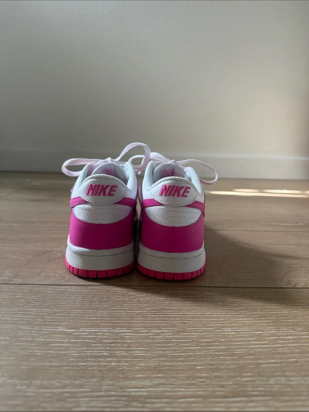 Nike Dunk Low White and Pink Two-Tone Sneakers